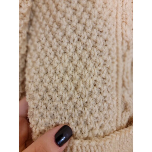 Handknit Wool Fisherman Cable Mens Cardigan Pockets Grandpa Sweater XL handmade - Picture 7 of 7